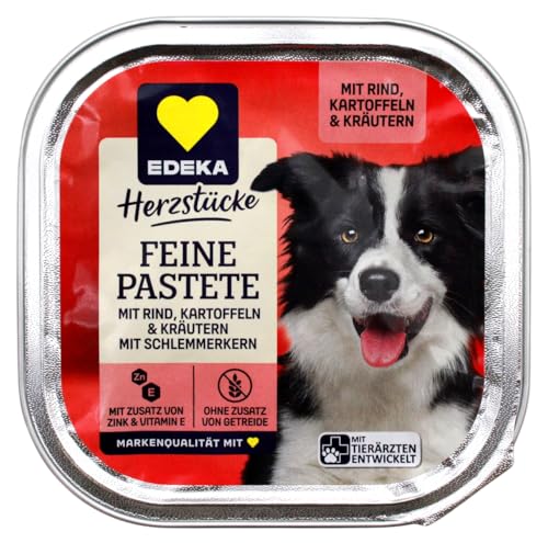 Herzstücke Feine Pastete mit Rind Kartoffeln & Kräutern und Schlemmerkern Hundefutter, 10er Pack (10 x 300g)