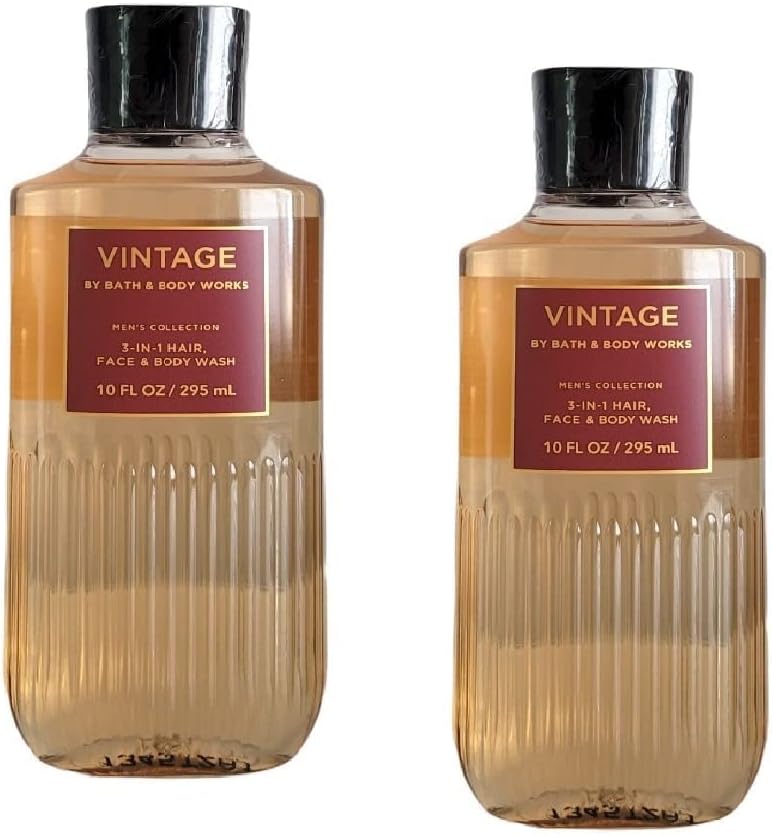 Bath and Body Works For Men 3-in-1 Hair, Face & Body Wash - Value Pack lot of 2 - Full Size (Vintage)