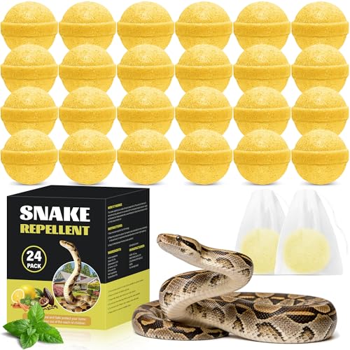 24 Pack Snake Repellent Balls Natural Snake Deterrent for Yard Garden & Garage Long Lasting Outdoor & Indoor Snake Repellent Safe for Pets & Kids Easy to Use