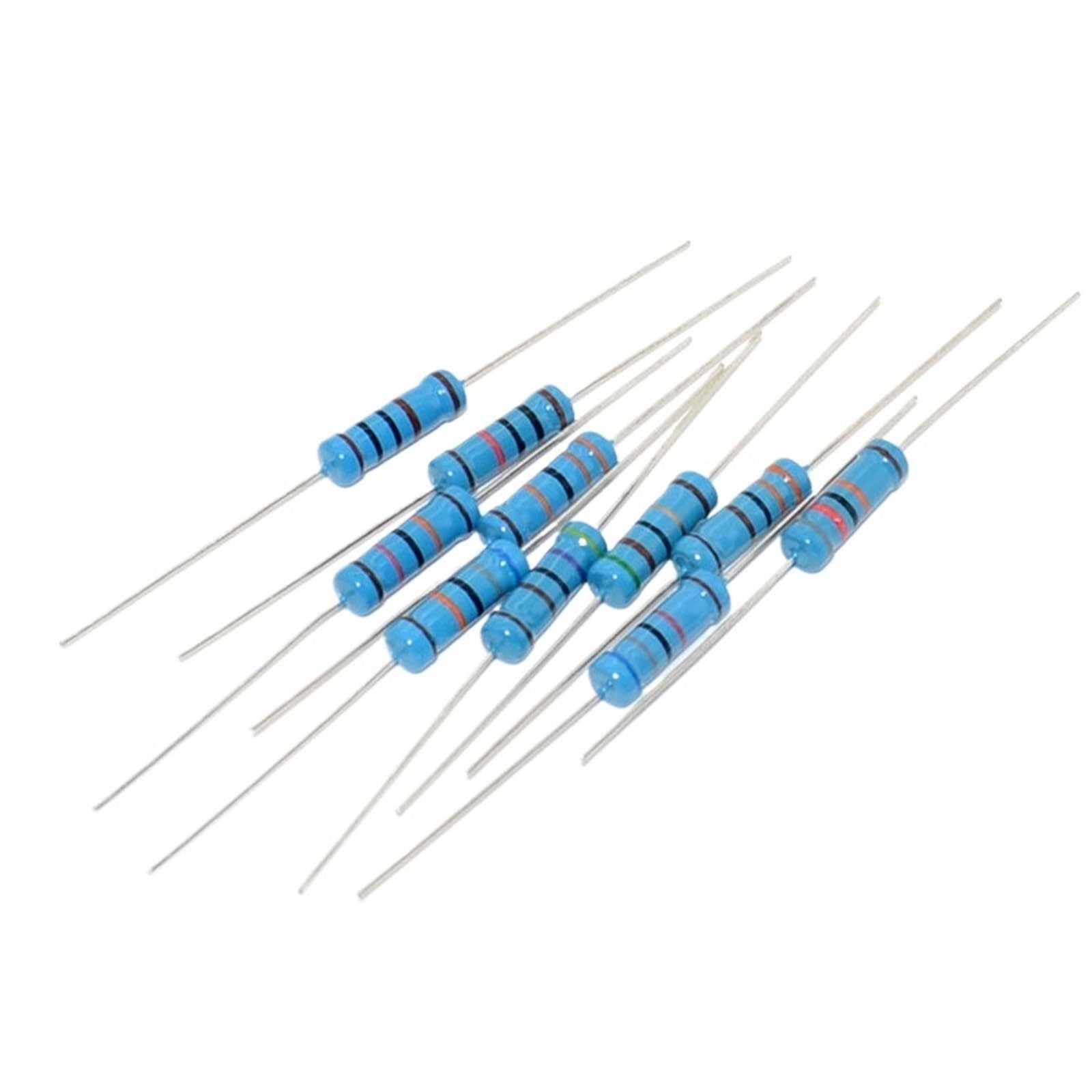 RISWEKFW 10pcs 3W Metal Film Resistor 5.6R 56R 560R 5.6K 56K 560K 5R6 56 560 Ohm R K Accuracy 1% Resistance 0.1R-910K(MF 3W 1R 10pcs)
