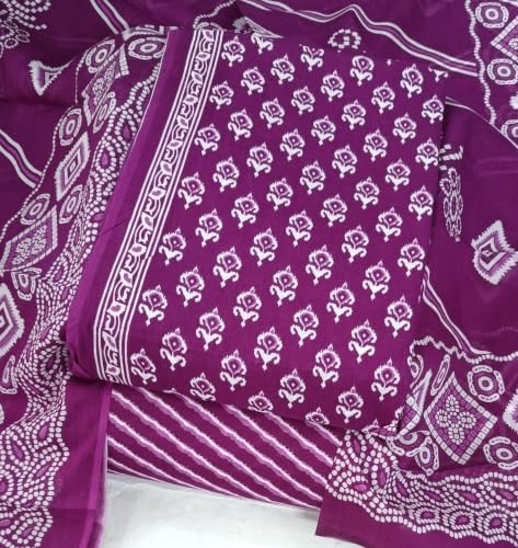 Image of DRAVINAM Trends Women's Premium Cambric Cotton Jaipuri Printed Unstitched Salwar Suit Dress Material with Mulmul Cotton Dupatta