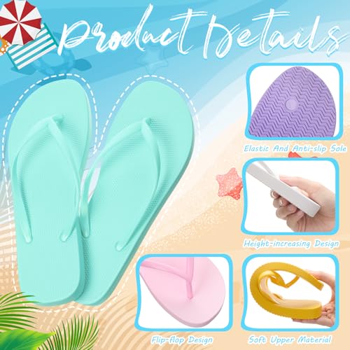 6 Pairs Flip Flops for Women Colorful Soft Lightweight Non Slip Shower Flip Flops for Summer Beach Pool Wedding Party3