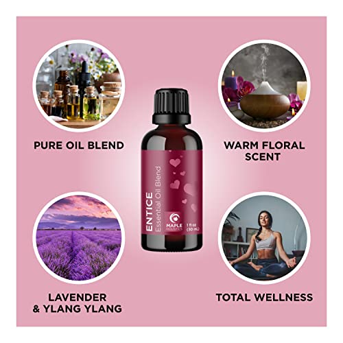 Entice Essential Oil Blend For Diffuser - Passionate Blend Of Aromatherapy Oils For Couples With Lavender Palmarosa Clary Sage And Ylang-Ylang Essential Oil - Ignite The Romance Essential Oils Blend #TOP3