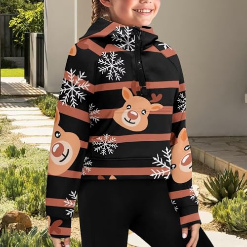 Graphic Sweatshirt Cute Hoodies for Teen Girls Zip Up Hooded Pullover Fall Outfits with Pockets forHoliday 5-144