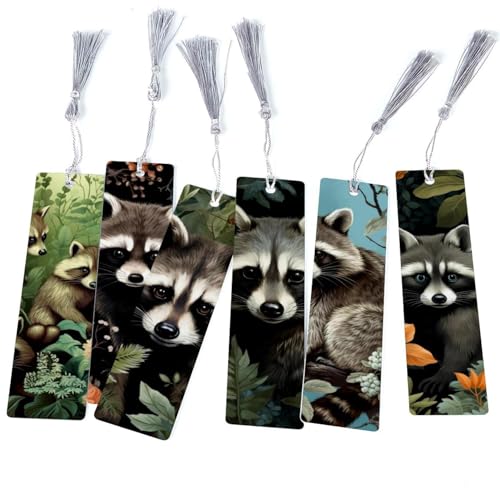 Marque-page raton laveur : lot de 6 signets tendance pour lecture amusante