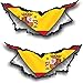 Petit Paire De Triangulaire Déchiré Métal Déchirure Et Espagne Espagnol Drapeau Motif Vinyle Voiture Autocollant 75x35mm Chaque