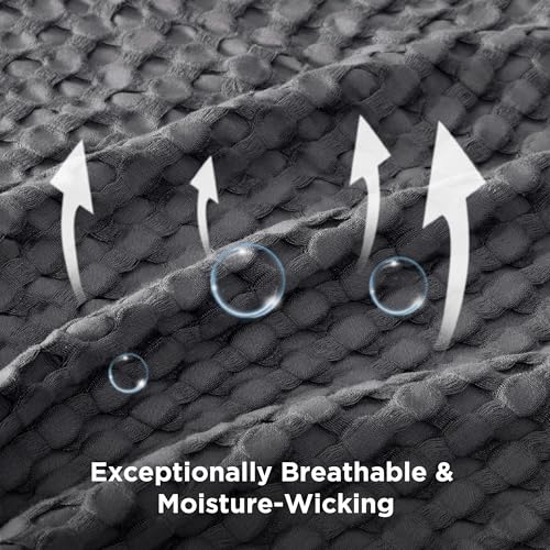Image of Bedsure Cooling Cotton Waffle Oversized King Blanket - Lightweight Breathable Blankets Rayon Derived from Bamboo for Hot Sleepers, Luxury Throws for Bed and Sofa Dark Grey, 120x96 Inches