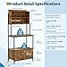 Chic Muse 5-Tier Bakers Rack with Power Outlet, 67.7'' Microwave Stand with Storage Cabinet & Open Shelves, Industrial Kitchen Rack Coffee Bar for Pots, Pans & Spices, Rustic Brown