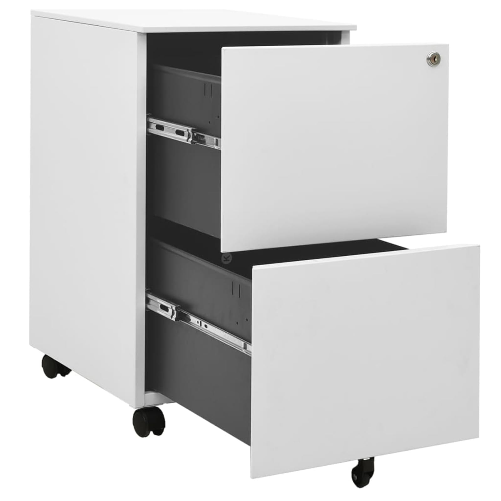 Gecheer Schedario mobile per ufficio, armadietto in acciaio grigio chiaro con 2 cassetti, barra sospensione rimovibile, guide a sfera, 39x45x67 cm, per organizzazione documenti e archiviazione