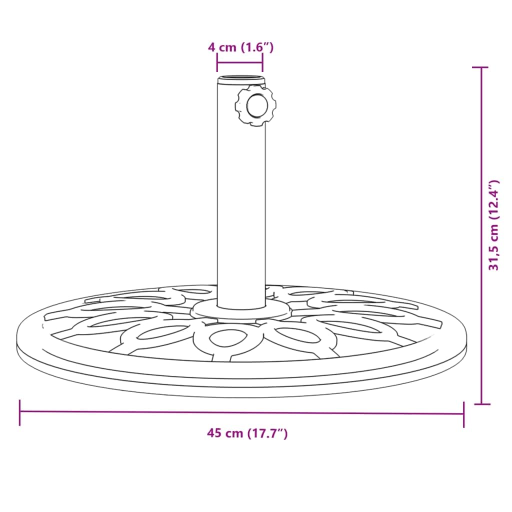 Stojak na parasole przeciwsłoneczne, 12 kg, z okrągłym wzorem, stabilna podstawa parasola do masztu Ø 38/48 mm, odporna na warunki atmosferyczne podstawa z tworzywa sztucznego i betonu