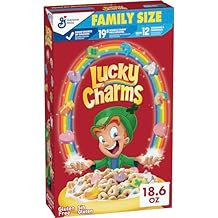 Lucky Charms Gluten Free Cereal with Marshmallows, Kids Breakfast Cereal, Made with Whole Grain, Family Size, 18.6 oz