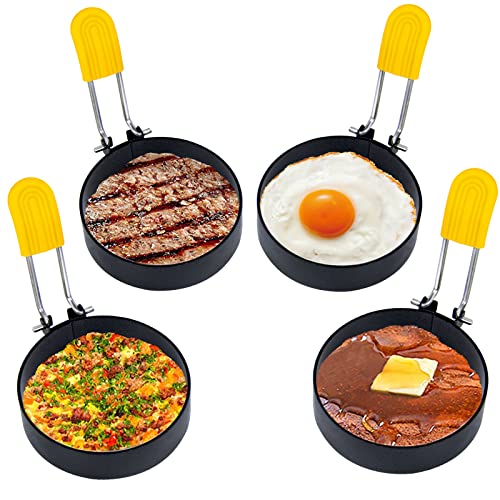 Produktfoto von Eierring runder Egg Ring 4 Stück Spiegeleiform Spiegelei-Ringe zum Braten Antihaft-Spiegeleiformen Edelstahl&hellip;