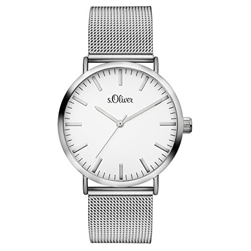 s.Oliver Damen Analog Quarz Armbanduhr mit Edelstahlarmband SO-3145-MQ