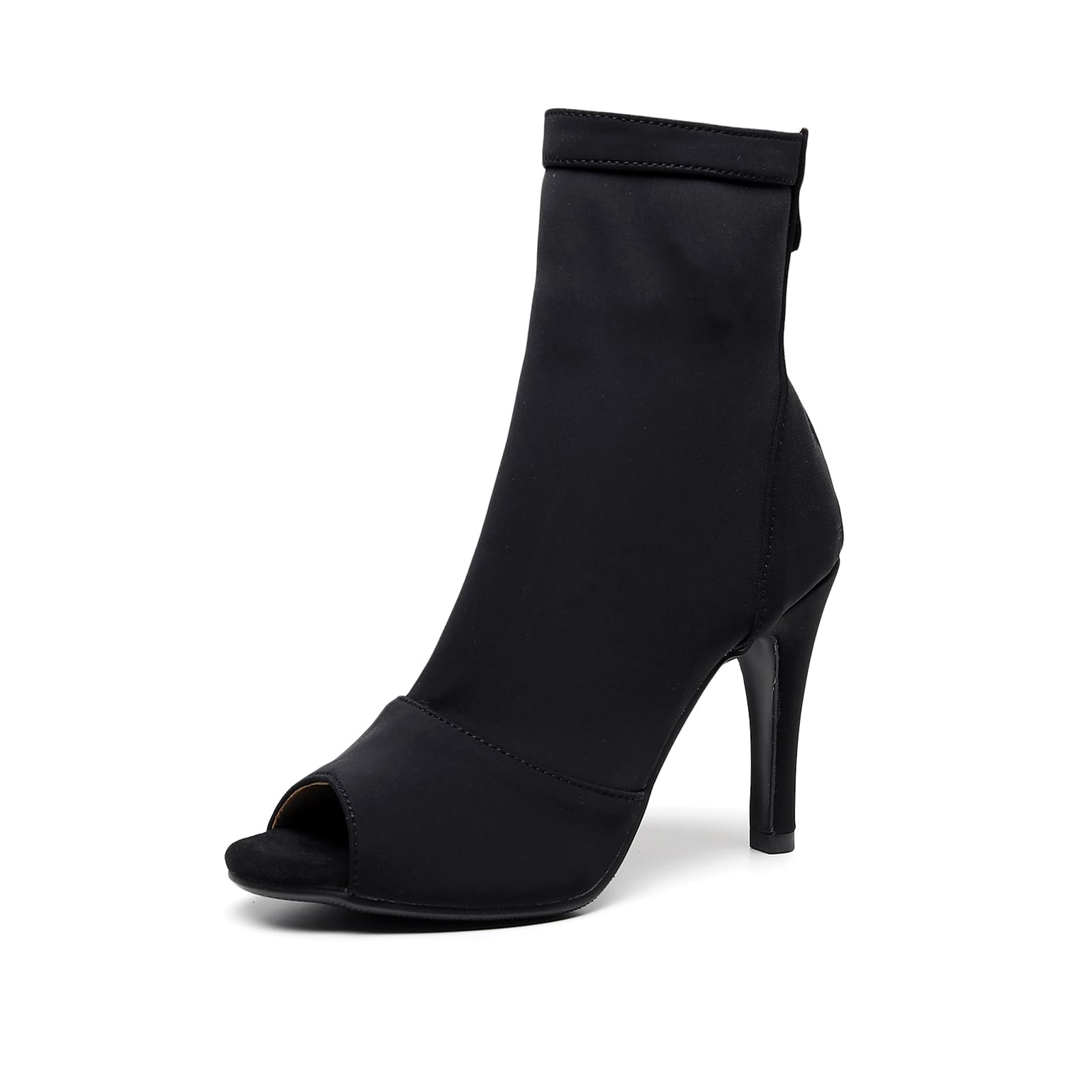 SWDZM Scarpe da Ballo Stivaletto Latino Americano Donna Punta Aperta con Tacco Alto Stivaletti da Sala Festa,Nero,Tacco 8.5cm,Gomma,41 EU