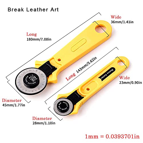 Break Leather Art Cortador rotativo profissional de 28 mm, cortador de tambor rotativo ergonômico co
