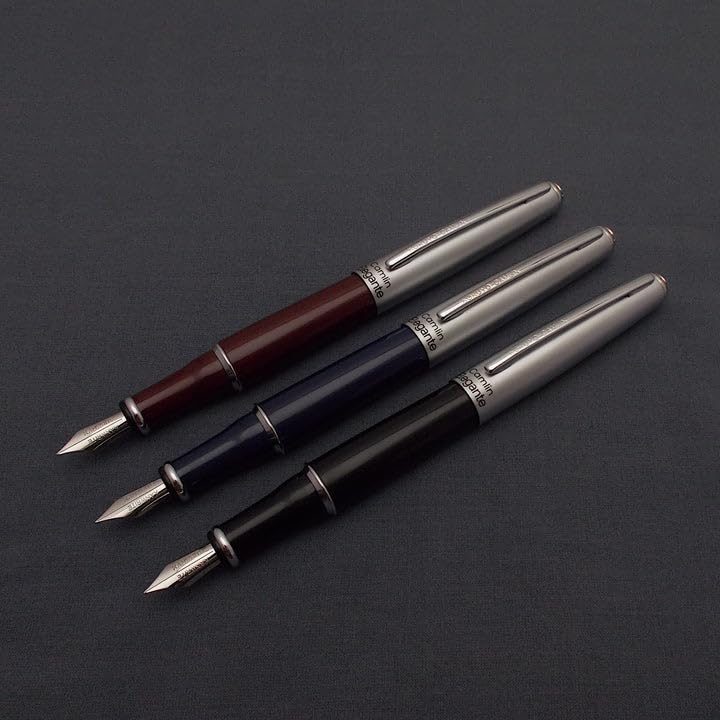 Image of Camel Premium Elegante Fountain Pen - Smooth Writing Handcrafted Fountain Pen | Gold-Plated Nib, Brass Cap & Chrome Body | Pack of 1 | Colour May Vary (Black, Blue, Red)