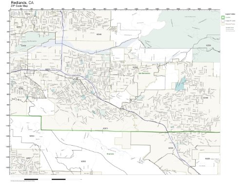 Working Maps Zip Code Wall Map of Redlands, CA Zip Code Map Laminated
