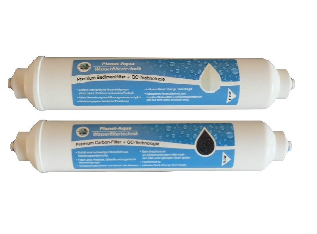 Ersatzfilter Set 4X Aktivkohle + 4X Sediment Filter Patronen mit Quick Change für Osmoseanlage Wasserfilter Umkehrosmose Osmose Trinkwasser Aquarium