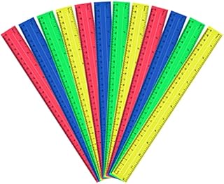 upain 30cm Rulers 12 Pack Plastic School Ruler Multipack Flexible Clear Rulers Transparent Straight Ruler Shatter Resistant Ruler for School Students Classroom Office Supplies 4 Color