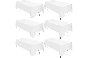 6 Pack Polyester Tablecloths 60 x 102 Inch White