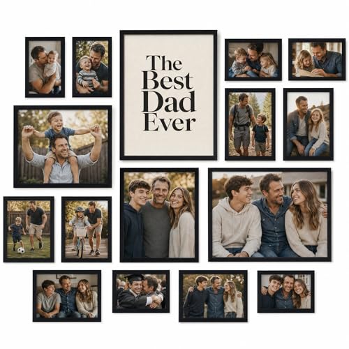 Giftgarden 16 Pack Black Picture Frames for Multi Sizes Photos, Assorted Set Including Two 11x14, Two 8x10, Six 5x7, Six 4x6, Gallery Collage Frame for Wall or Tabletop Display