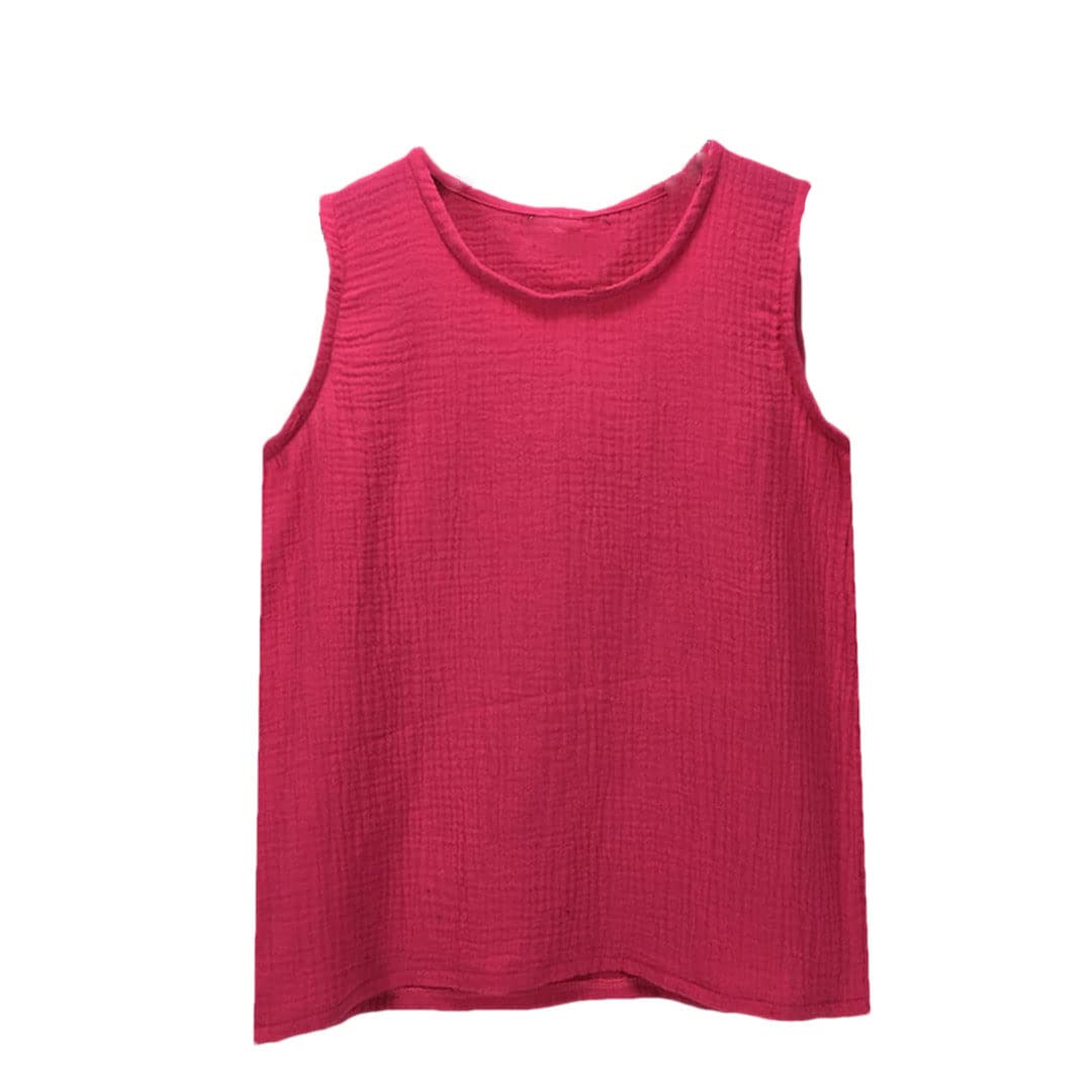 Primavera ed estate Sleevelesn Cotone Allentato Donne Gilet Morbido Confortevole Gilet Top Cotone Vest, Rosa, S