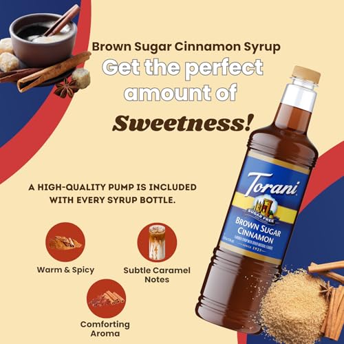 Image of Torani Sugar Free Brown Sugar Cinnamon Syrup 1L - Keto, 0 Calorie