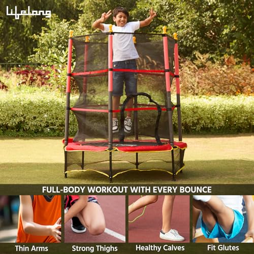 Image of Lifelong 55-Inch Trampoline for Kids with Safety Net & Spring Cover Padding, Exercise Rebounder for Indoor & Outdoor Use, Kids Jumping Bouncer for Home