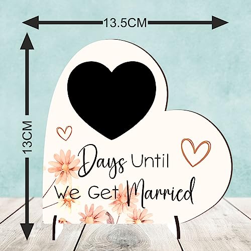Pixie's Gifts Wedding Countdown Heart Plaque on Stands, Chalkboard Style, Rustic Wedding Decor - Image 2