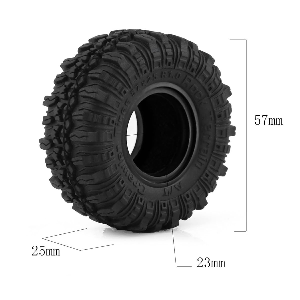 Pneumatici 1.0, Pneumatici cingolati S3 per Tutti i Terreni per Auto cingolate RC Axial TRX4M SCX24 AX24 FCX24 Parti di aggiornamento (Nero)