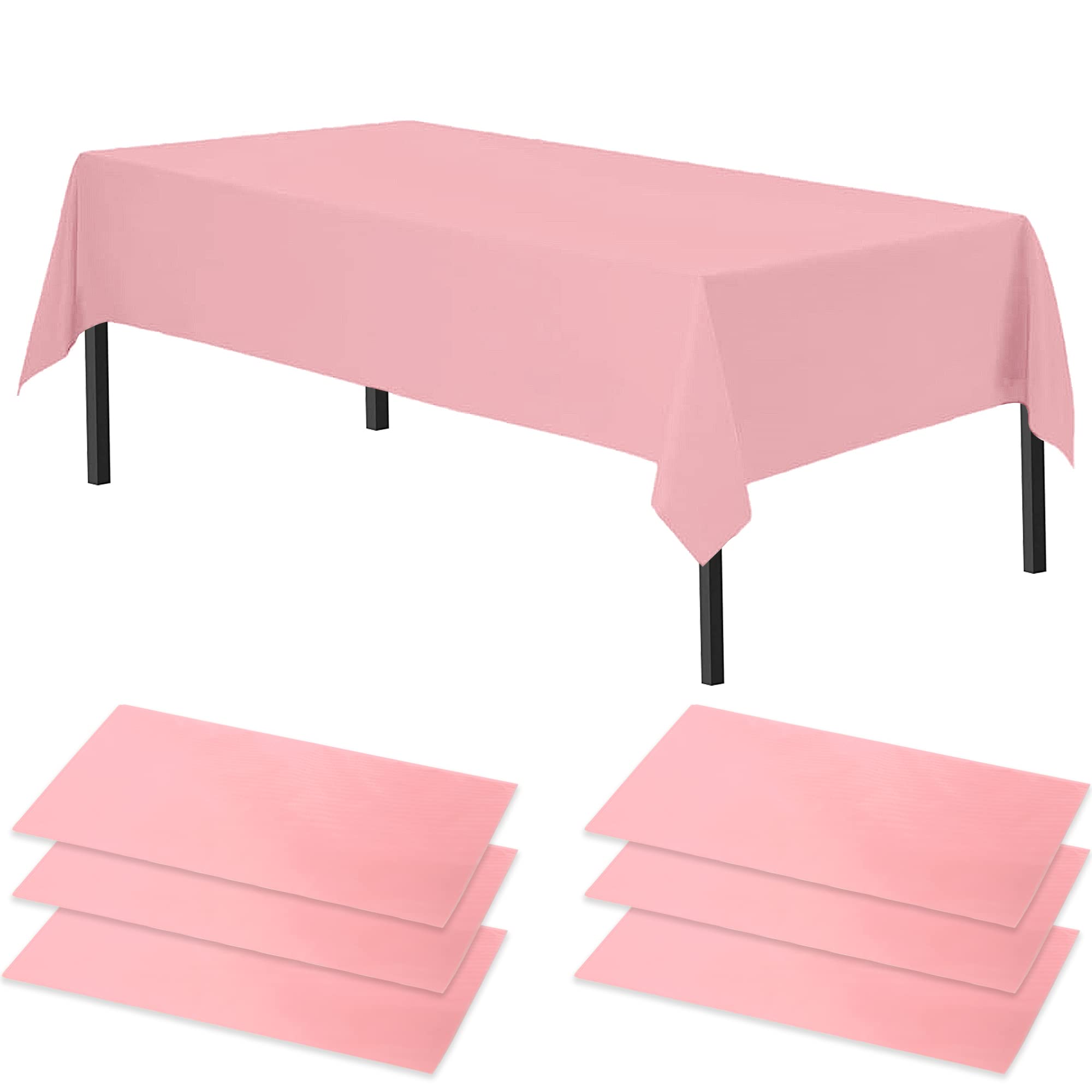 Time to Sparkle 4 Pack Plastic Tablecloths 54" x 108" Plastic Dining Table Cloth Premium Rectangle Table Cover for Parties Wedding Banquet etc Indoor Or Outdoor Baby Pink — image 1