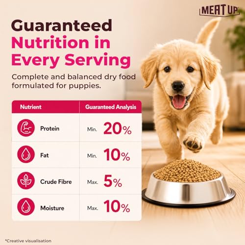 Image of Meat Up Puppy Dry Dog Food 6kg (3kg + 3kg Free) | Chicken & Milk Flavour | Supports Brain & Nervous System Development | Maintains Digestive Health | Enriched with Vitamins & Minerals