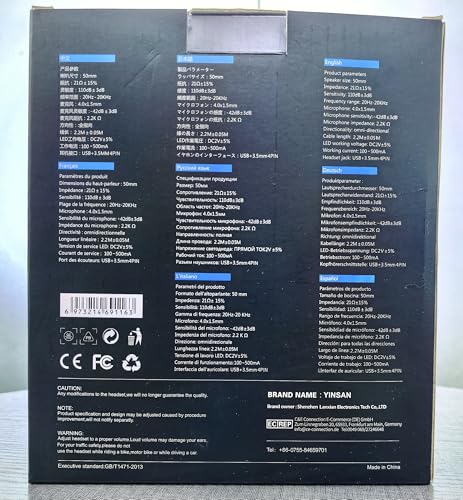 YINSAN Gaming Headset with Noise Cancelling Mic, RGB Lighting & Flip-to-Mute, Stereo Surround Sound Headphones for PS5 Xbox Series X/S, Nintendo Switch, PC, PS4 (Black) - Image 9