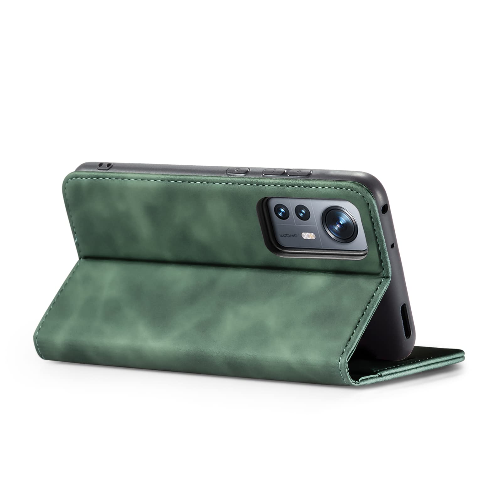 LBH Mobile Phone Case for Xiaomi 12T / Xiaomi 12T Pro in Turquoise Green with Card and Money Compartment Smartphone Case with Stand Function Flip Case Protective Case Magnetic Closure Vintage