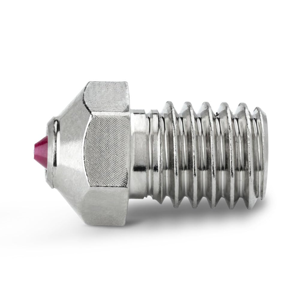 Rubin-Düse 0,4 mm für E3D V6 Hotend, Prusa i3 MK3S / MINI, Anycubic i3 Mega/Kobra/Kobra Neo 3D-Drucker und mehr, gehärtet und verschleißfest, vernickeltes Kupfer