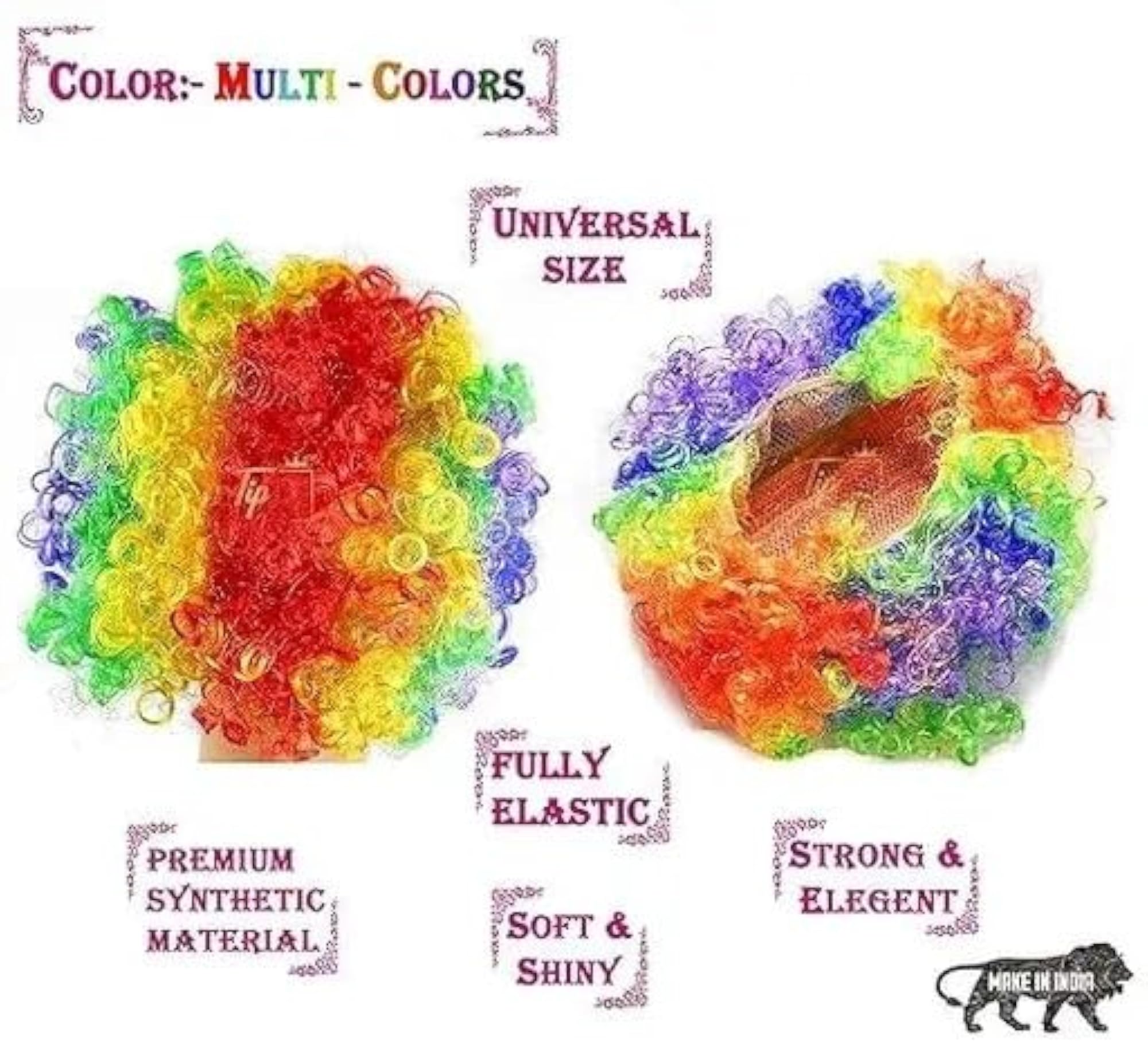 2 Pcs Colorful Wigs for Holi Party