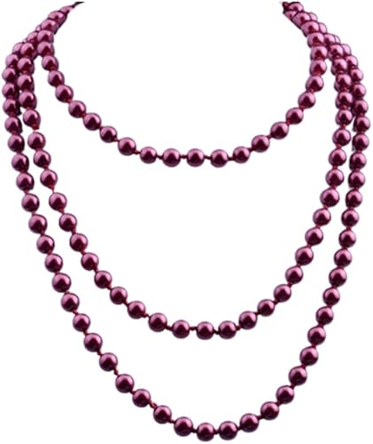 Collar de perlas retro vintage Collar de perlas de imitación largas en capas para mujeres y niñas