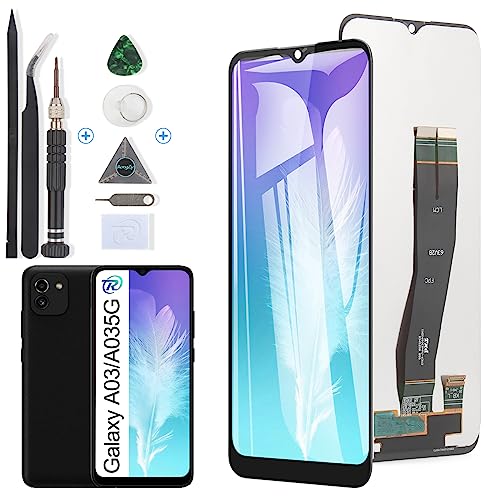 RongZy Pantalla para Samsung Galaxy A03/A035G Pantalla Táctil LCD Kit de Pantalla de Repuesto Ensamblaje Digitalizador de Reemplazo con Herramientas(Negro)