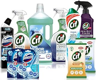 Cif & Domestos Uni Student Essentials Cleaning Kit - Pack of 10 Bathroom & Kitchen Cleaning Products