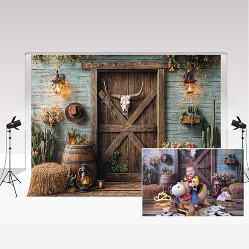 Fond photo décor Cowboy Kate pour smash cake enfant et fête d'anniversaire rustique
