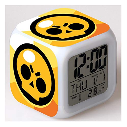CAISYE Reloj Despertador De Dibujos Animados, Regalo De Anime para Niños, Brawl Stars Colorful Little Alarm Clock Led, Despertador Creativo Multifunción,5