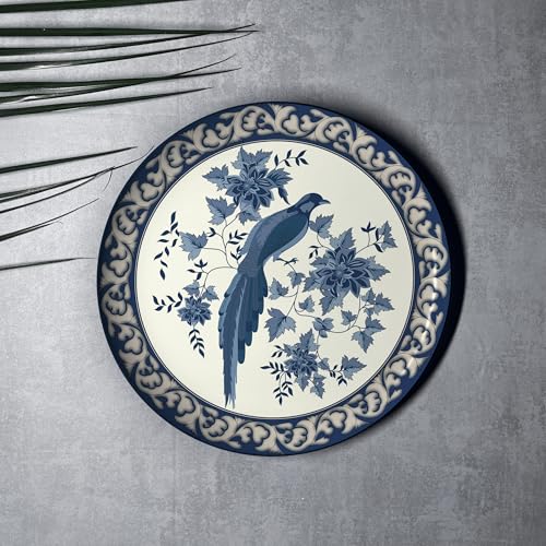 Image of Blue Sapphire Moroccan Wall Plates - Set of 5 Decorative Metal Plates Inspired by Delft Art & Pottery | Elegant Wall Decor for Living Room, Bedroom & Office