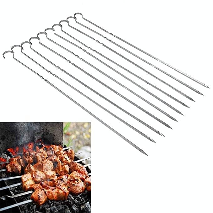 VedExpo BBQ Skewers Set, Stainless Steel, Flat Design, Reusable for Grilling Meat and Vegetables | Barbecue Stick (10pcs) (B0D2HMZ3Z3) Amazon Price History, Amazon Price Tracker
