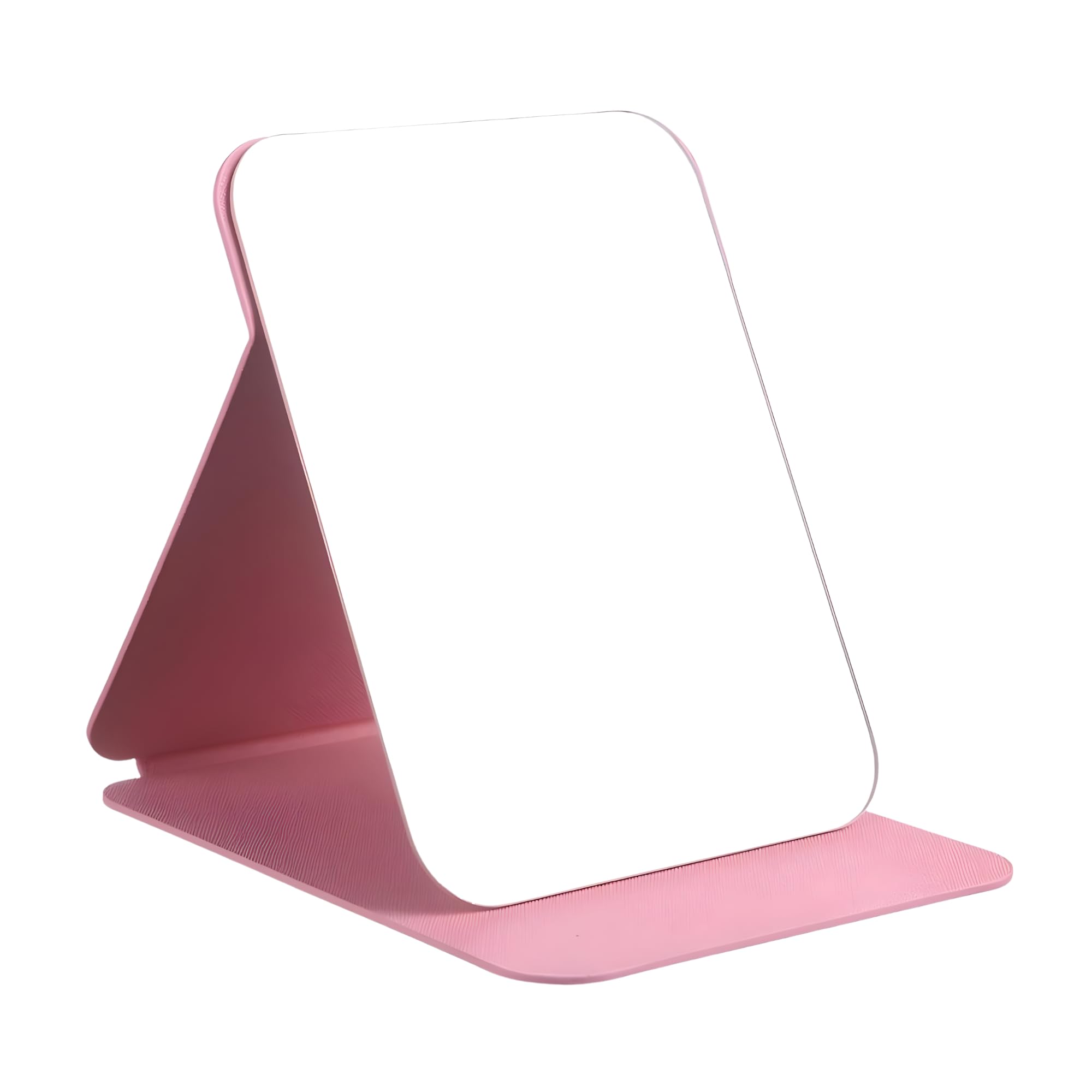 foldable makeup mirror with stand - portable travel vanity mirror for women & men | 16x11cm pu leather compact table top mirror for dressing table & grooming (black) (pink)