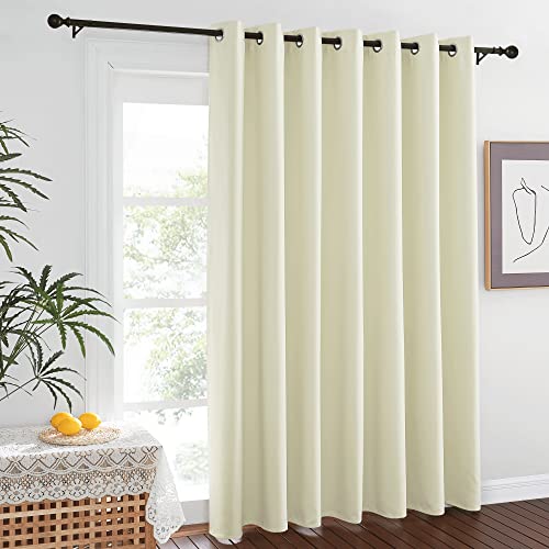 NICETOWN Blackout Sliding Door Curtains for Bedroom - Grommet Thermal Insulated Patio Door Drape Room Darkening Sound Reducing Window Treatment for Living Room (Beige, W100 x L84, 1 Panel)