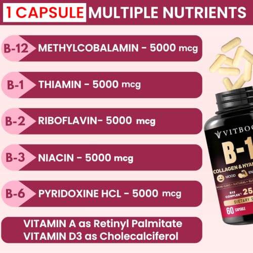 Image of Vitamin B12 with Hyaluronic Acid and Collagen - 25000 mcg B12 Complex, 60Ct