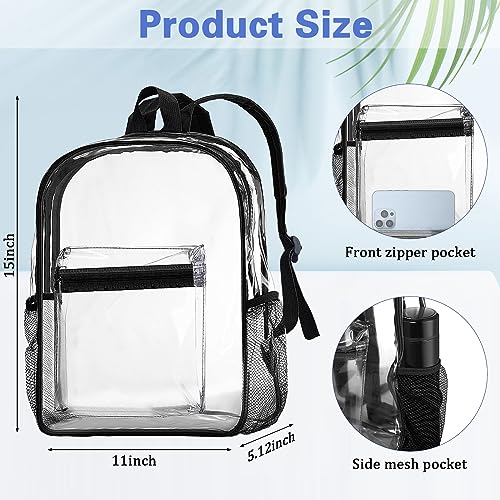 Image of WILLBOND 12Pack Clear Backpack Heavy Duty Transparent Bookbag See Through Waterproof Plastic Backpack Bulk(Black)