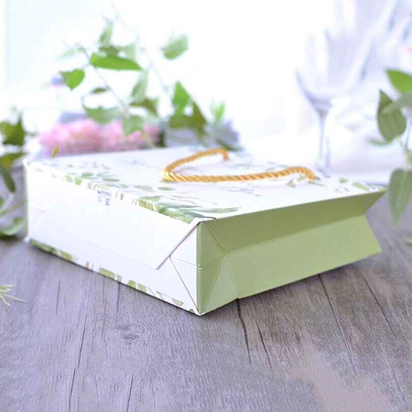 MODADA Gift Bags Green Tree Leaves Tote Bag Wedding Favors And Gift Box Shopping Paper Bags Wedding Decorations Favor