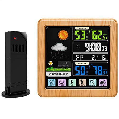 Drahtlose Wetteruhr, Innen- Und Außenthermometer Und Hygrometer Mit Sensor, LCD-Farbbildschirm, Wettervorhersage-Wetterstation Mit