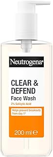 Neutrogena Clear & Defend Face Wash (1x 200ml), Oil-Free Facial Cleanser for Spot-Prone Skin, Facial Wash with Purifying ...